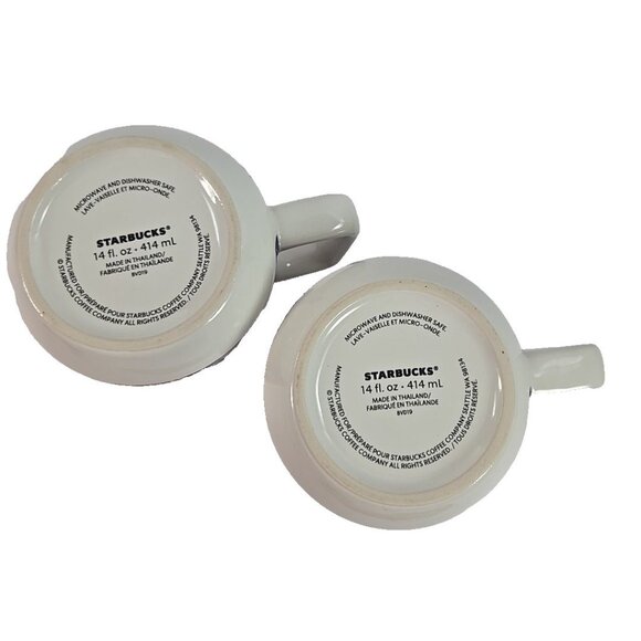 Starbucks Colorful Ceramic Mug Set 14oz Modern Abstract Floral Design Pair - Picture 4 of 5